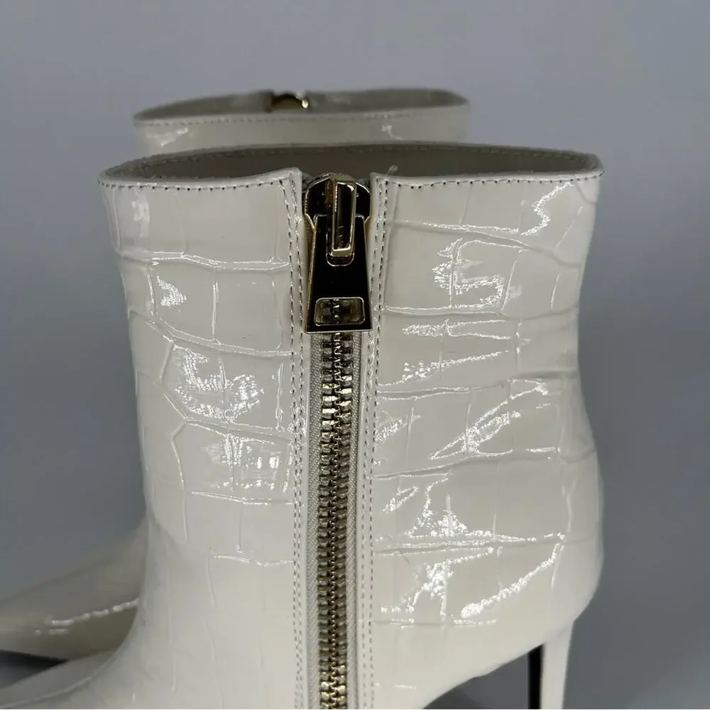 INC International Concepts Sarishaa Heeled Zip boots white croc - 9.5